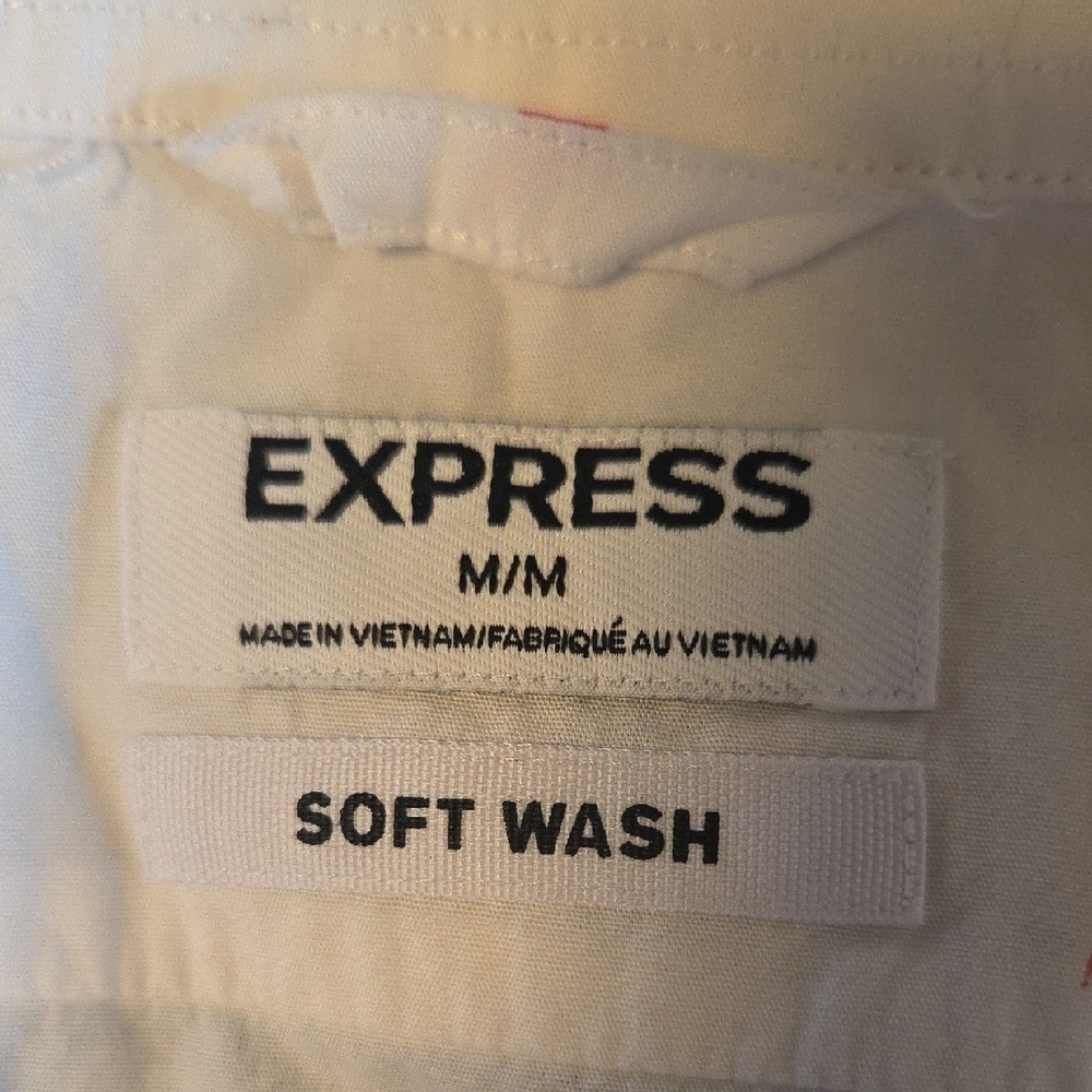 Express White Shirt with Navy and Red Patterns - Picture 3 of 5